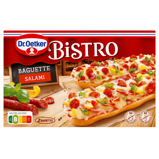 Foto van Dr. Oetker Bistro baguette salami 2 stuks op witte achtergrond