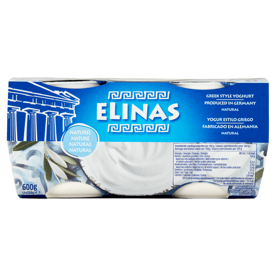 Foto van Elinas Yoghurt griekse stijl naturel 4 st op witte achtergrond