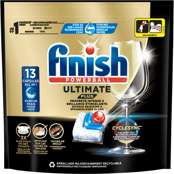 Foto van Finish Ultimate Plus Regular Vaatwastabletten ultimate+ op witte achtergrond