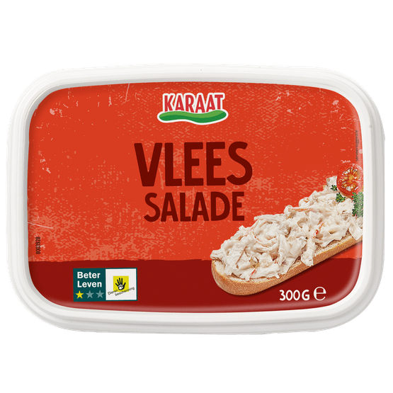 Foto van Karaat Salade vlees op witte achtergrond