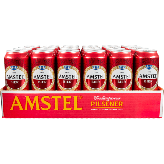 Foto van Amstel Pilsener 24x50 cl op witte achtergrond