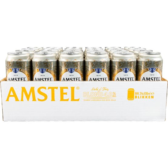 Foto van Amstel Blond 24x50 cl op witte achtergrond