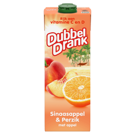 Foto van Dubbeldrank Sinaasappel & perzik op witte achtergrond