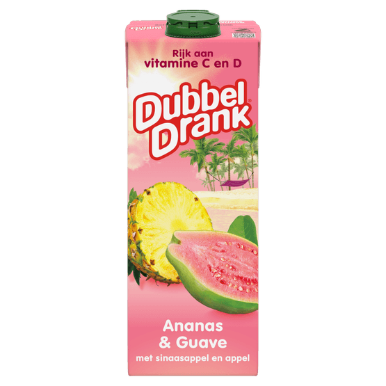 Foto van Dubbeldrank Ananas & guave op witte achtergrond