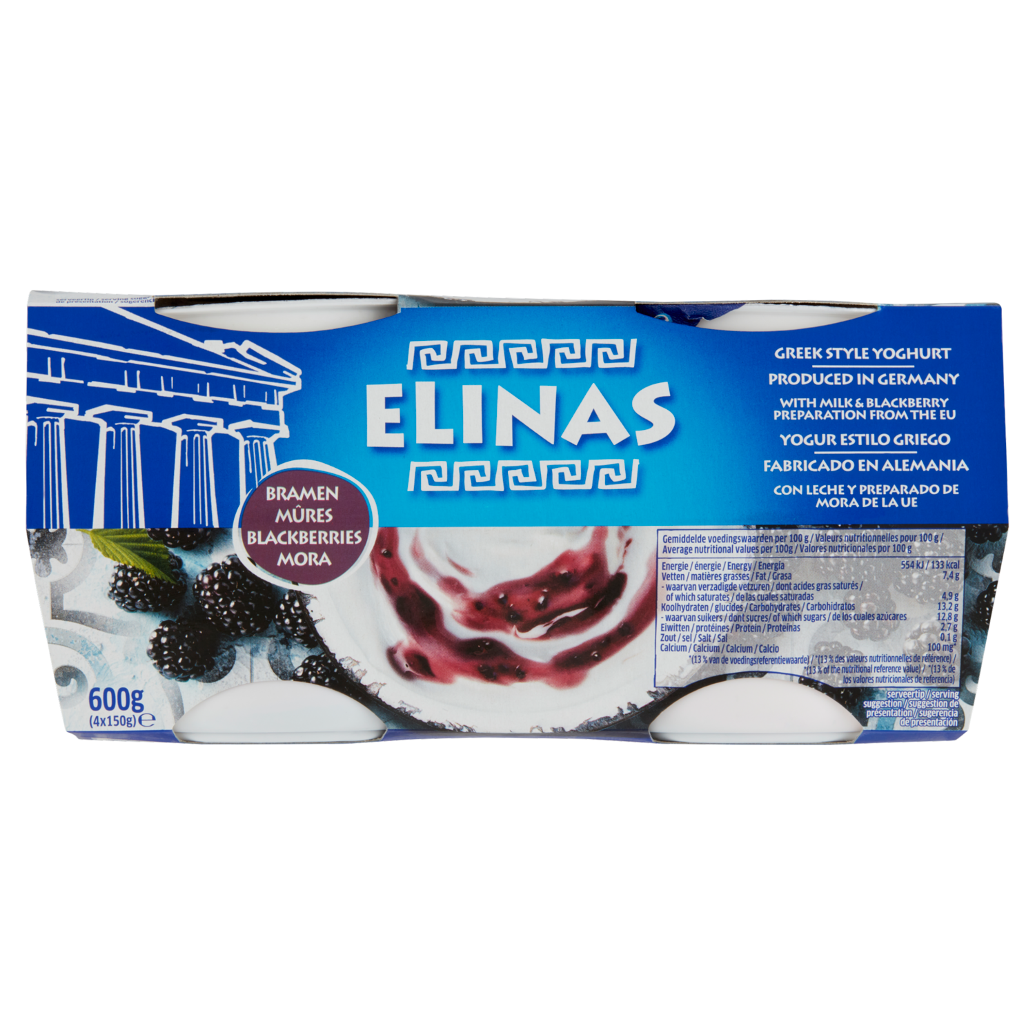 Elinas Yoghurt griekse stijl bramen 4 stuks