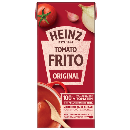 Foto van Heinz Tomato frito op witte achtergrond