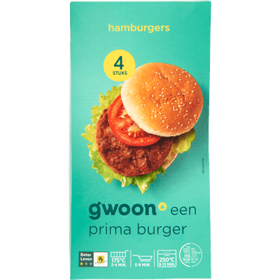 G'woon Hamburgers 4 stuks