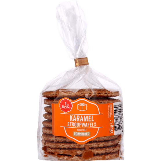 Foto van 1 de Beste Stroopwafels karamel op witte achtergrond