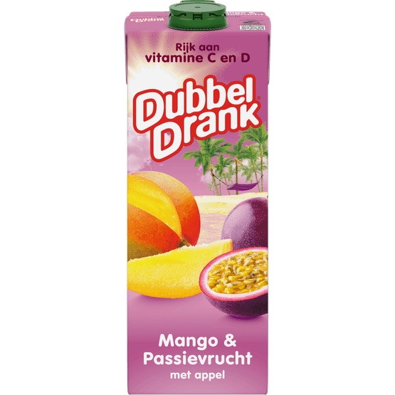 Foto van Dubbeldrank Passievrucht mango op witte achtergrond