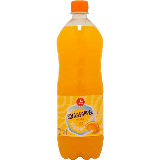 Foto van 1 de Beste Limonadesiroop sinaasappel op witte achtergrond