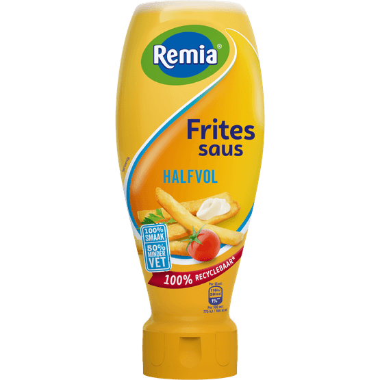 Foto van Remia Fritessaus halfvol op witte achtergrond