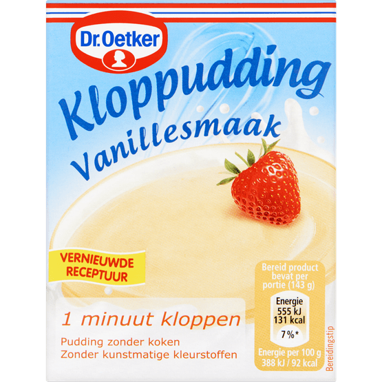 Foto van Dr. Oetker Kloppudding vanille op witte achtergrond