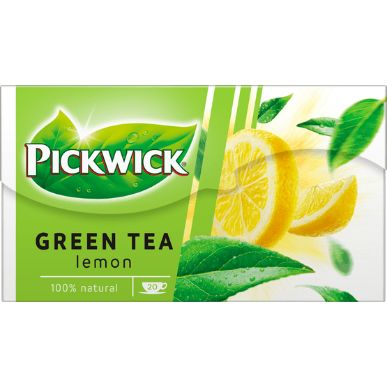Foto van Pickwick Lemon groene thee op witte achtergrond