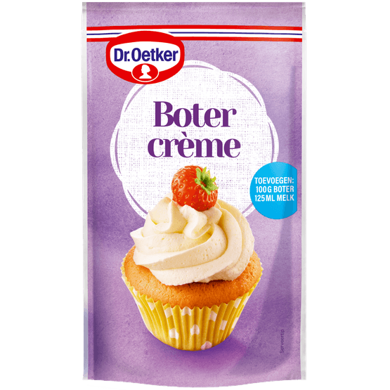 Foto van Dr. Oetker Botercreme mix op witte achtergrond