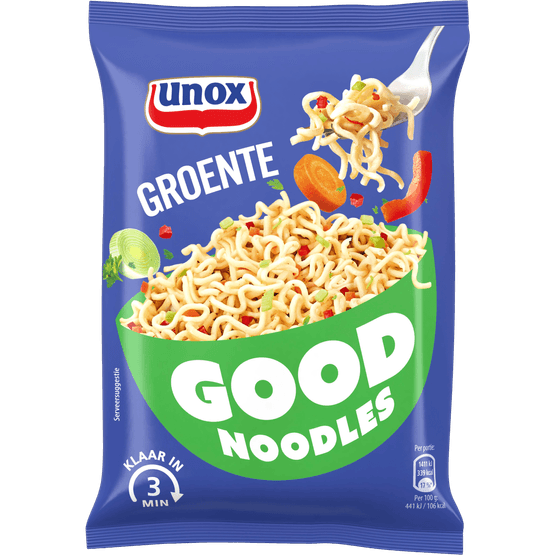 Foto van Unox Good noodles groente op witte achtergrond