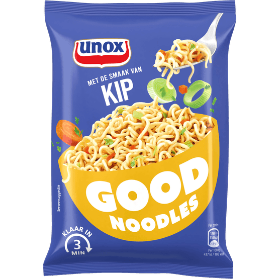 Foto van Unox Good noodles kip op witte achtergrond