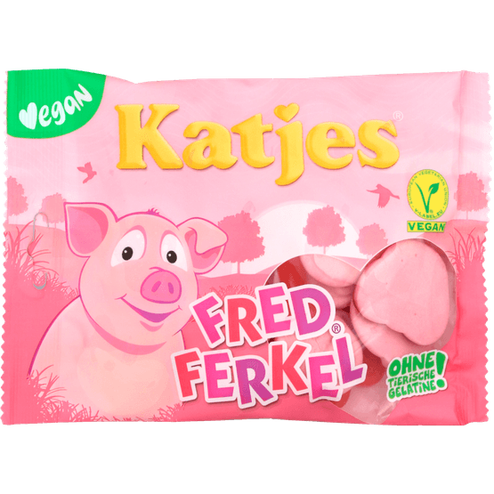 Foto van Katjes Fred ferkel op witte achtergrond