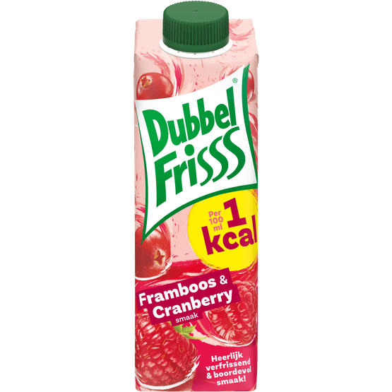 Foto van Dubbelfrisss Framboos-cranberry 1 kcal op witte achtergrond