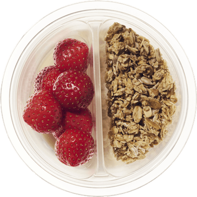 Healthy Hand Yoghurt met granola en aardbeien