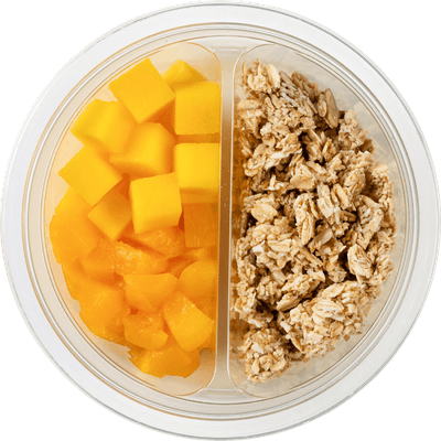 Healthy Hand Yoghurt met granola mango perzik