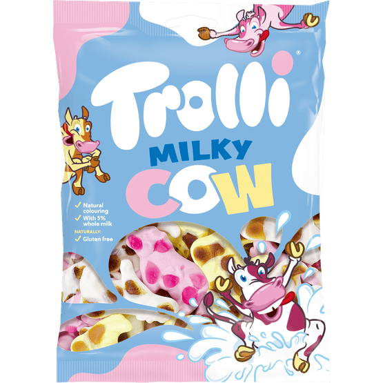 Foto van Trolli Milky cow op witte achtergrond