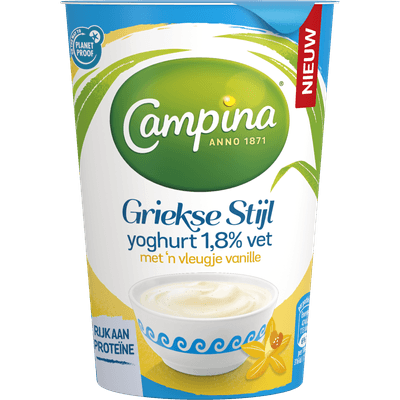 Campina Yoghurt griekse stijl vanille 1.8% vet