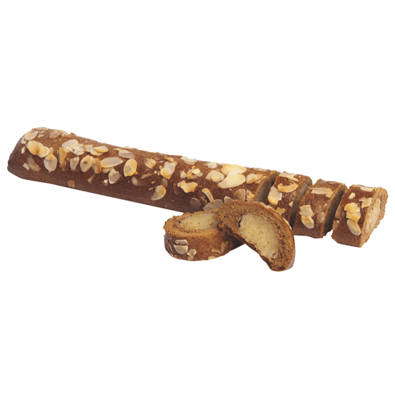 Foto van Speculaasstaaf met amandelspijs op witte achtergrond