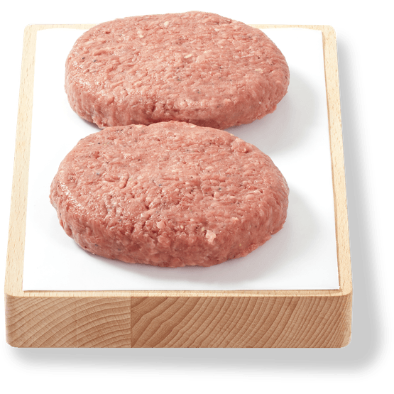 Foto van Vleeschmeesters Angus burger 2 stuks op witte achtergrond