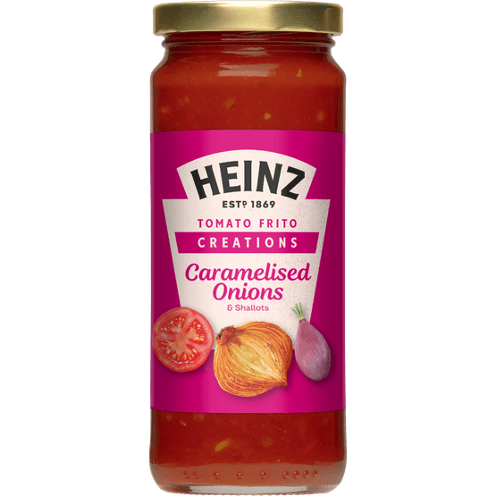 Foto van Heinz Frito creations caramelised onion op witte achtergrond