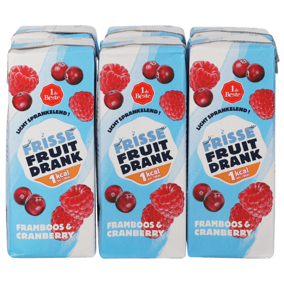 Foto van 1 de Beste Frisse fruitdrank framboos&cranberry 6x200ml op witte achtergrond