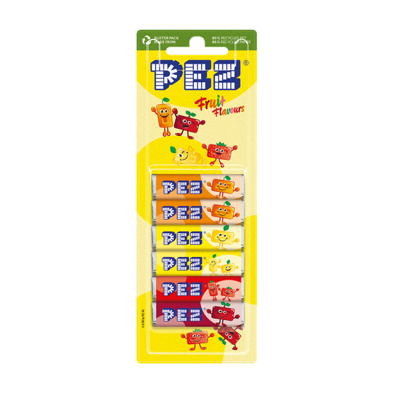 Foto van Pez Fruit mix blister 6 stuks op witte achtergrond