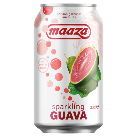 Foto van Maaza Sparkling guava op witte achtergrond