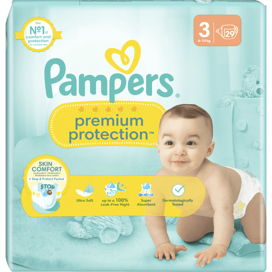 Foto van Pampers Premium protection luiers maat 3 op witte achtergrond