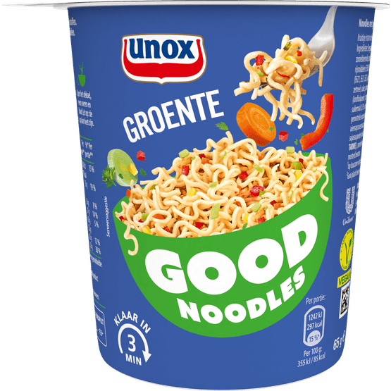 Foto van Unox Good noodles groenten op witte achtergrond