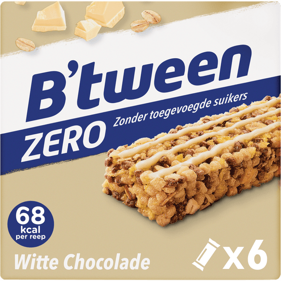 Foto van Hero B'tween zero witte chocolade 6 stuks op witte achtergrond