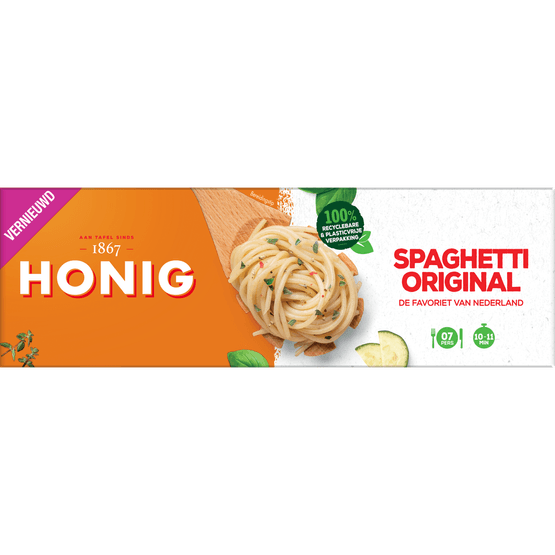 Foto van Honig Spaghetti original op witte achtergrond