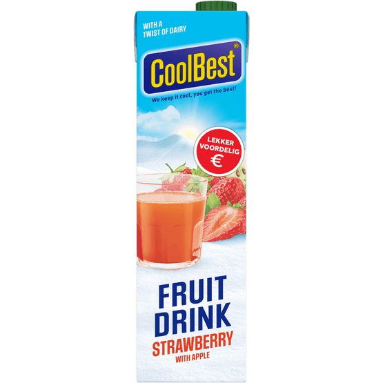 Foto van CoolBest Fruitdrink strawberry op witte achtergrond