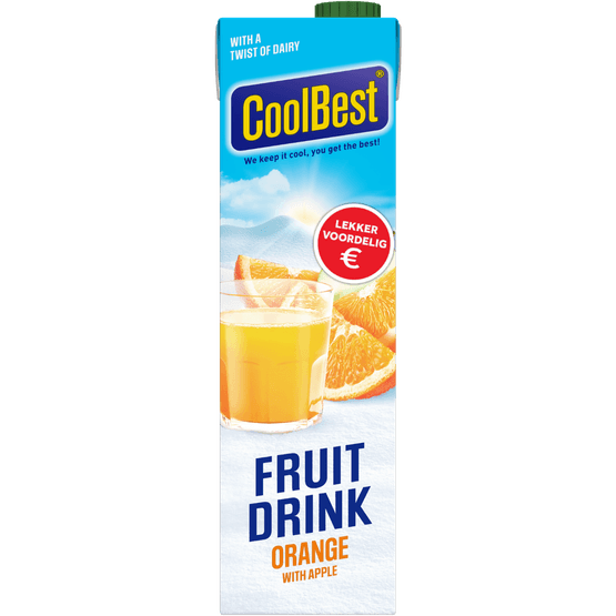 Foto van CoolBest Fruitdrink orange op witte achtergrond