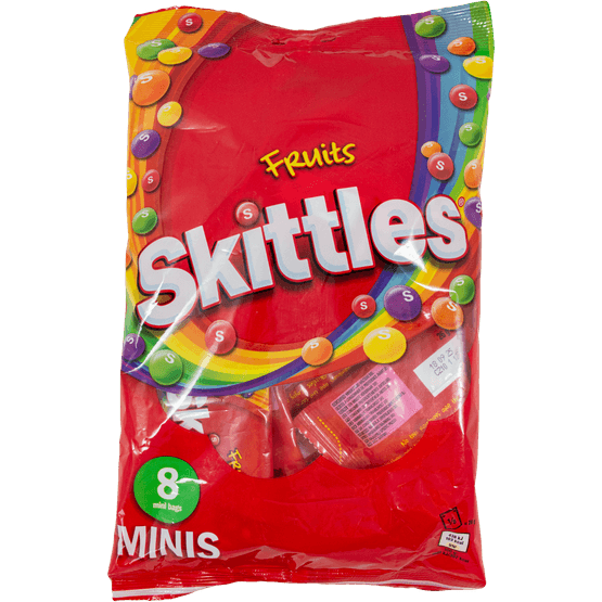 Foto van Skittles Fruit uitdeelzak 8 zakjes op witte achtergrond