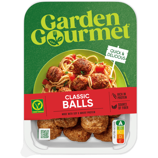 Foto van Garden Gourmet Vegetarische balletjes op witte achtergrond