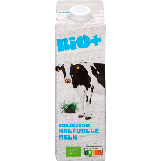Foto van Bio+ Biologische halfvolle melk op witte achtergrond