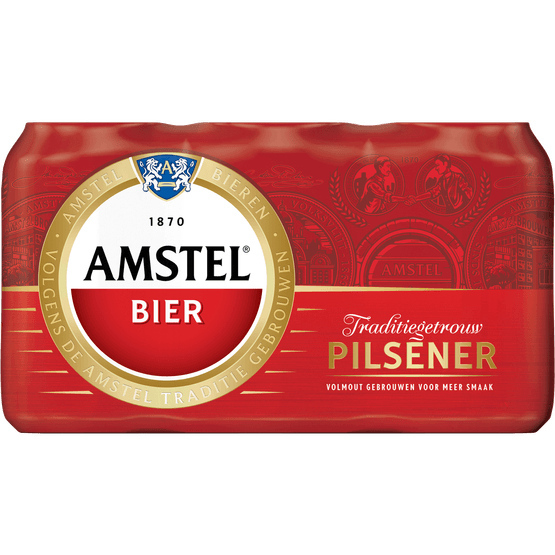 Foto van Amstel Pilsener 6x33 cl op witte achtergrond