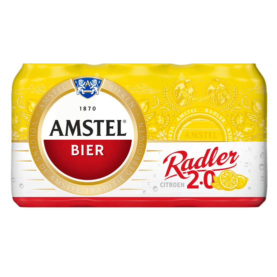 Foto van Amstel Radler citroen 6x33 cl op witte achtergrond