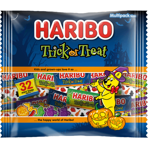 Foto van Haribo Fruitgom trick or treat op witte achtergrond