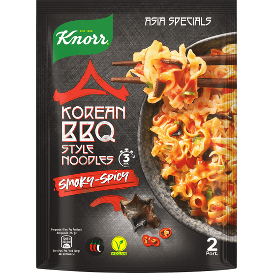 Foto van Knorr Noodles korean bbq style op witte achtergrond