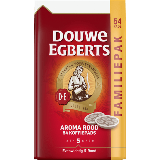Foto van Douwe Egberts Aroma Rood koffiepads familiepak op witte achtergrond