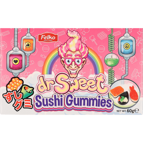 Foto van Sushi gummies op witte achtergrond