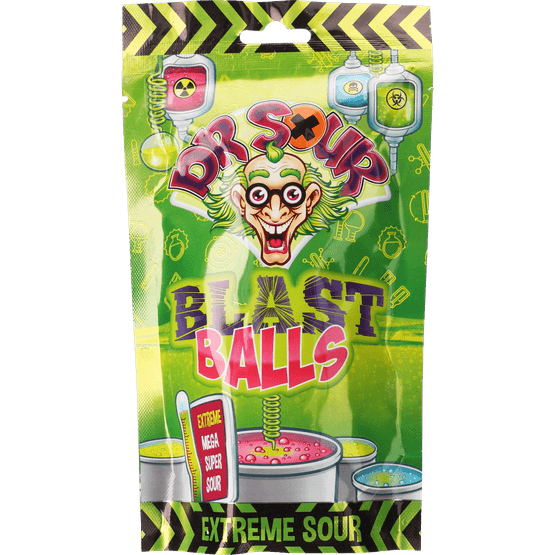 Foto van Dr Sour Blast balls op witte achtergrond