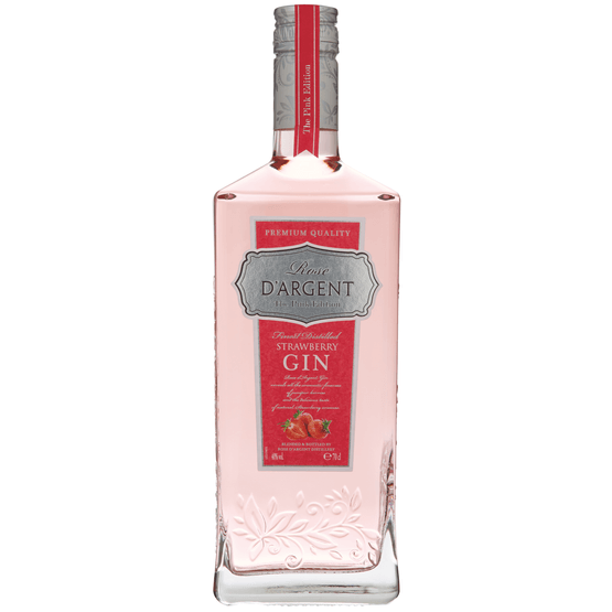 Foto van D'Argent Gin strawberry op witte achtergrond