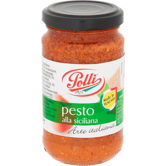 Foto van Polli Pesto rosso op witte achtergrond